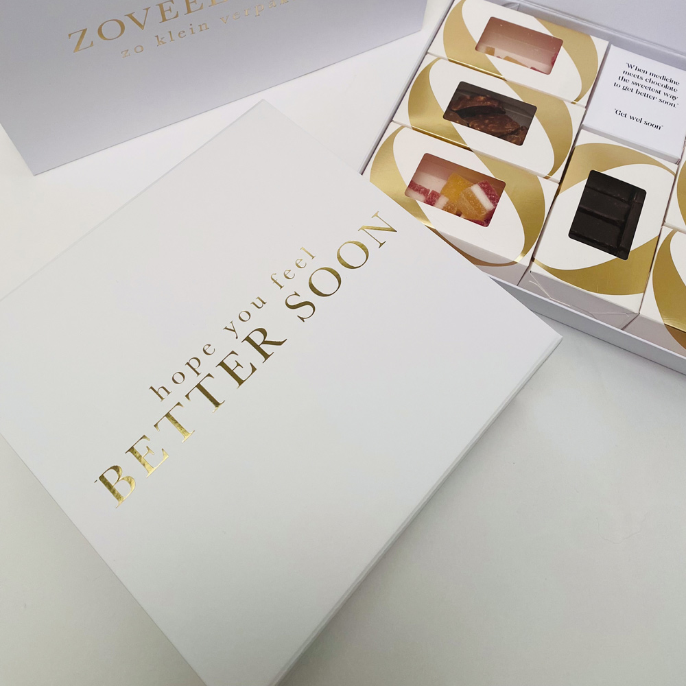 Luxe box met standaard tekst goudfolie